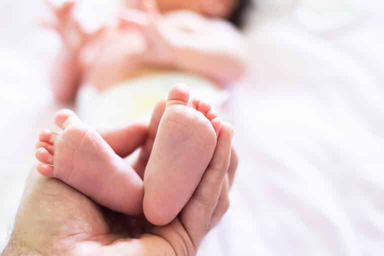 Newborn baby foot